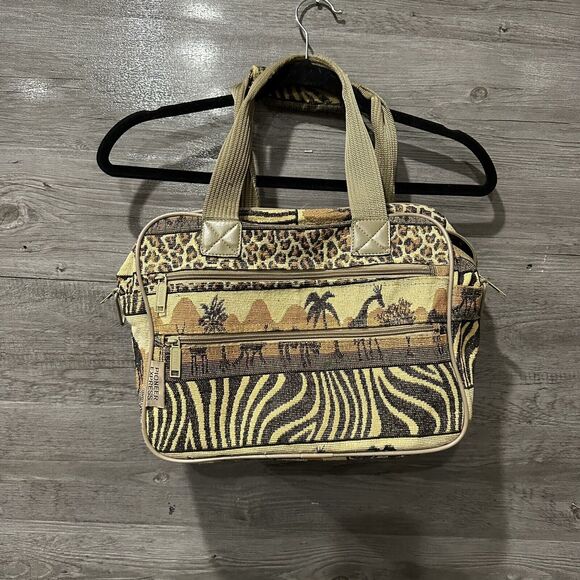 Pioneer Express Bag Safari Carry on 9x12 Brown Black Tapestry Overnighter - Picture 1 of 9
